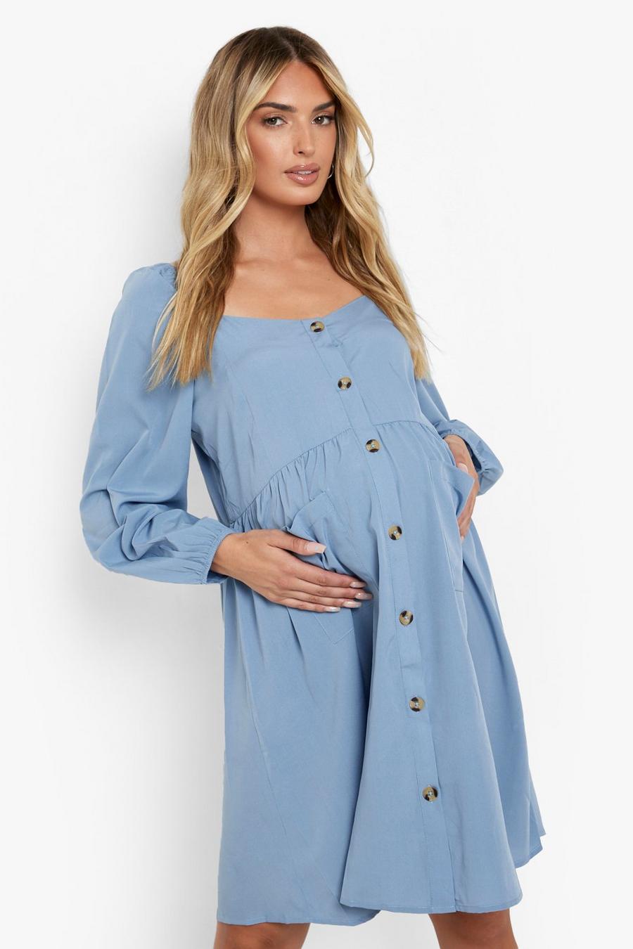 Lead Maternity Button Long Sleeve Smock Dress image number 1
