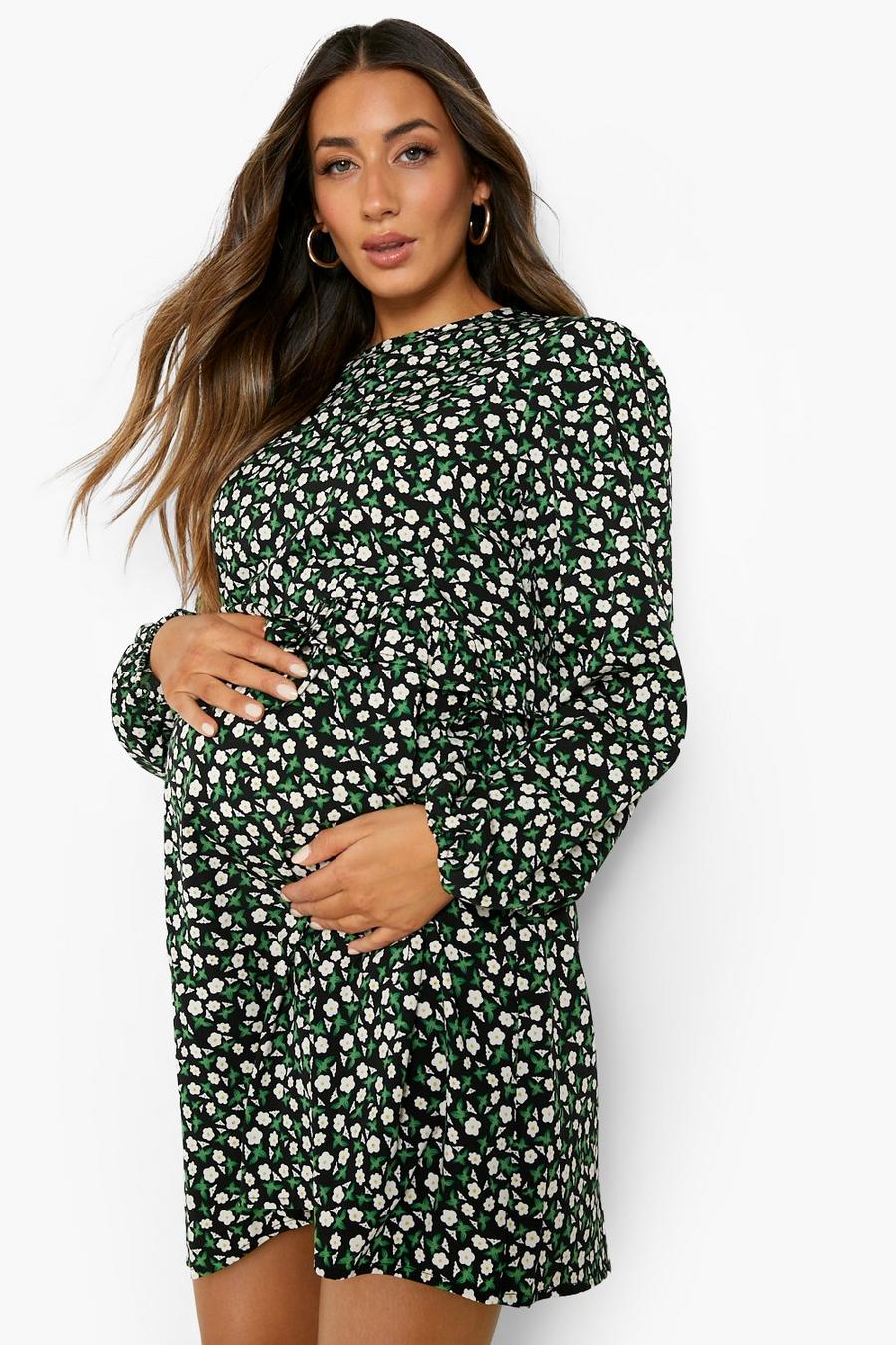 Black Mammakläder - Långärmad blommig klänning image number 1