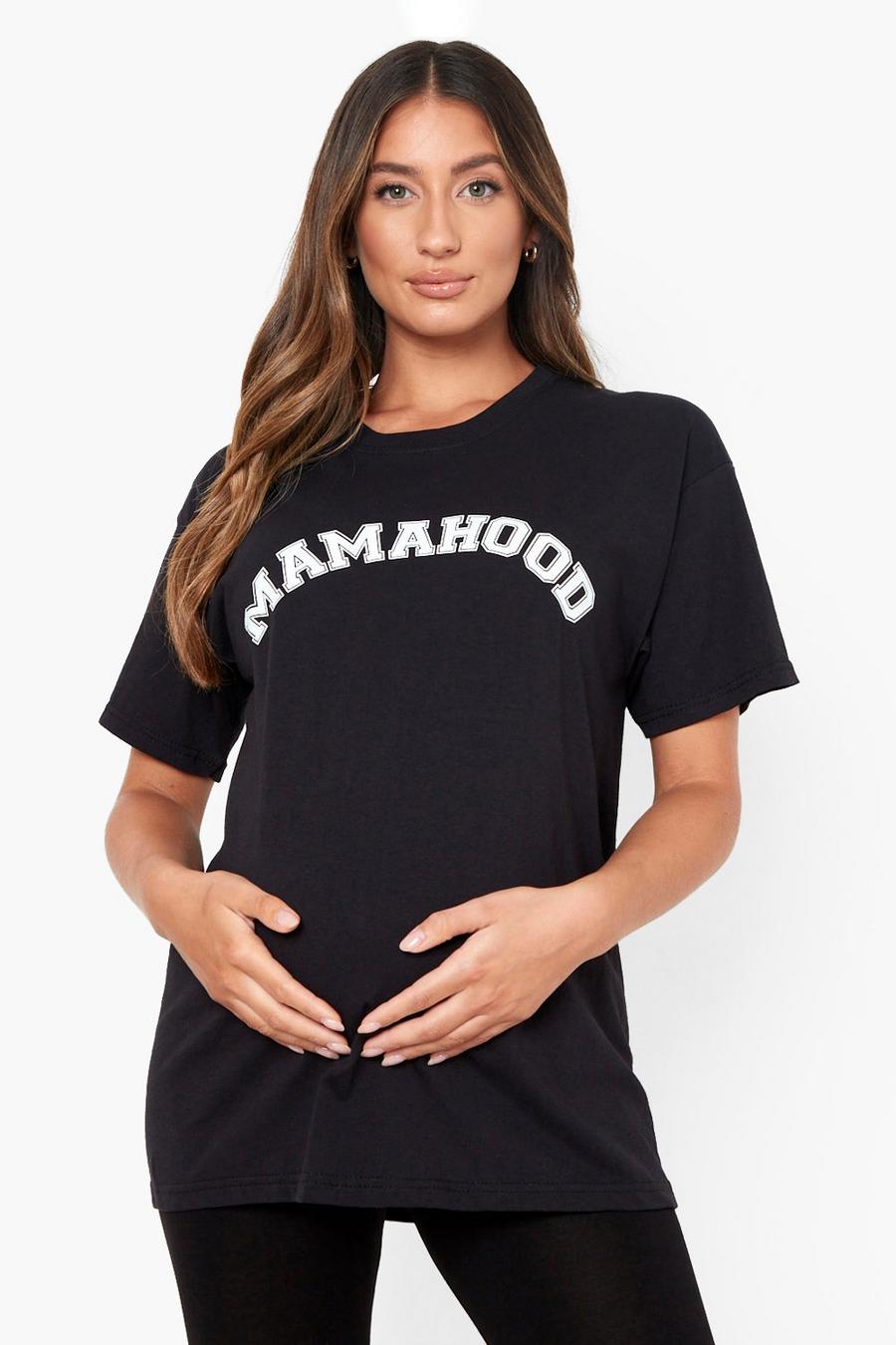 Umstandsmode T-Shirt mit Mamahood-Slogan, Black image number 1