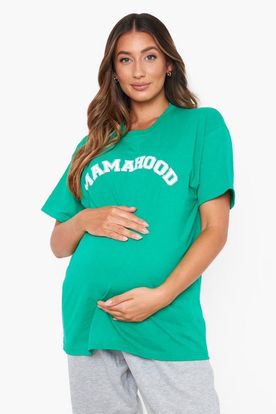 Bright green Maternity 'Mamahood' Slogan T-shirt image number 1