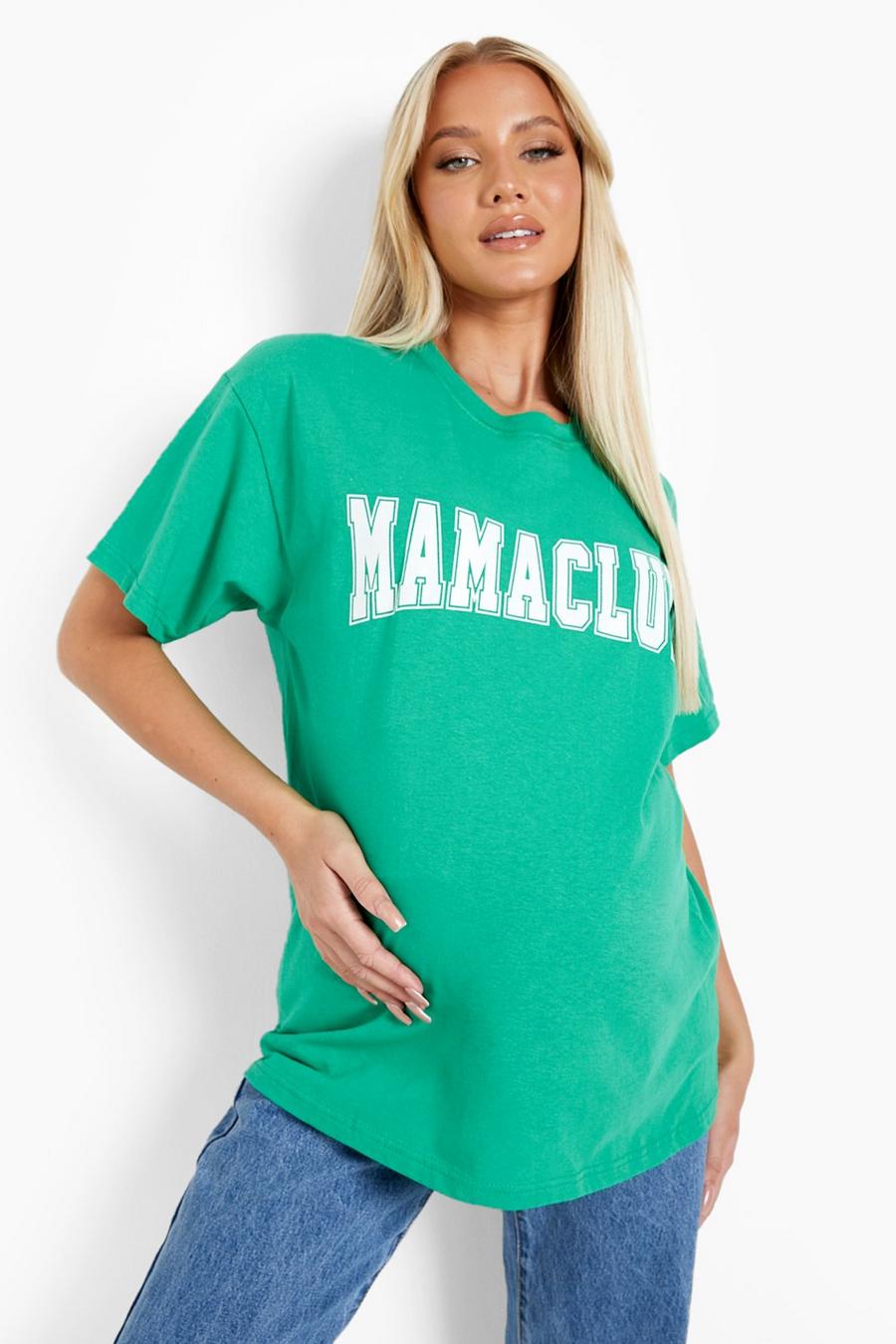 Bright green Maternity 'Mama Club' Slogan T-shirt image number 1