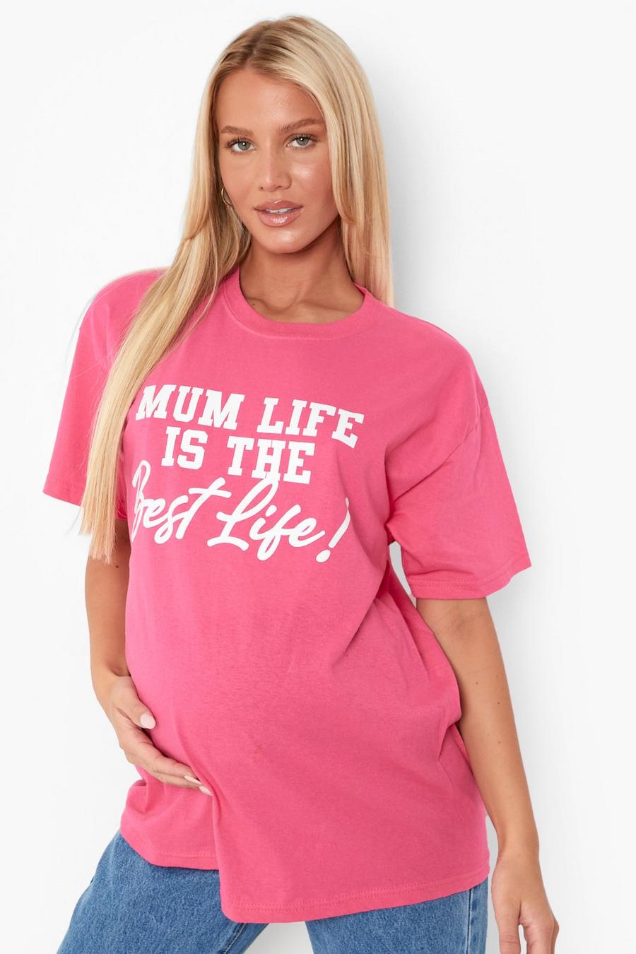 Hot pink Maternity 'Mum Life' Graphic T-Shirt image number 1