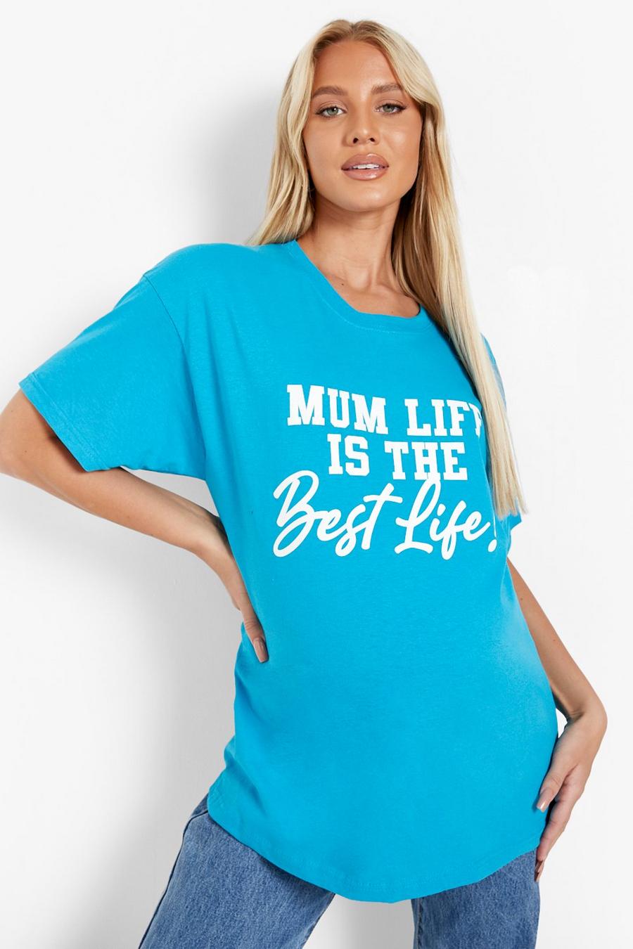 Turquoise Maternity 'Mum Life' Slogan T-shirt image number 1
