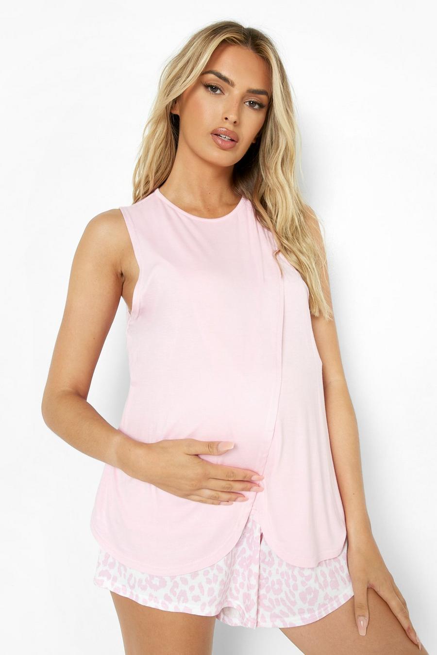 Baby pink Maternity Nursing Pyjama Vest Top image number 1