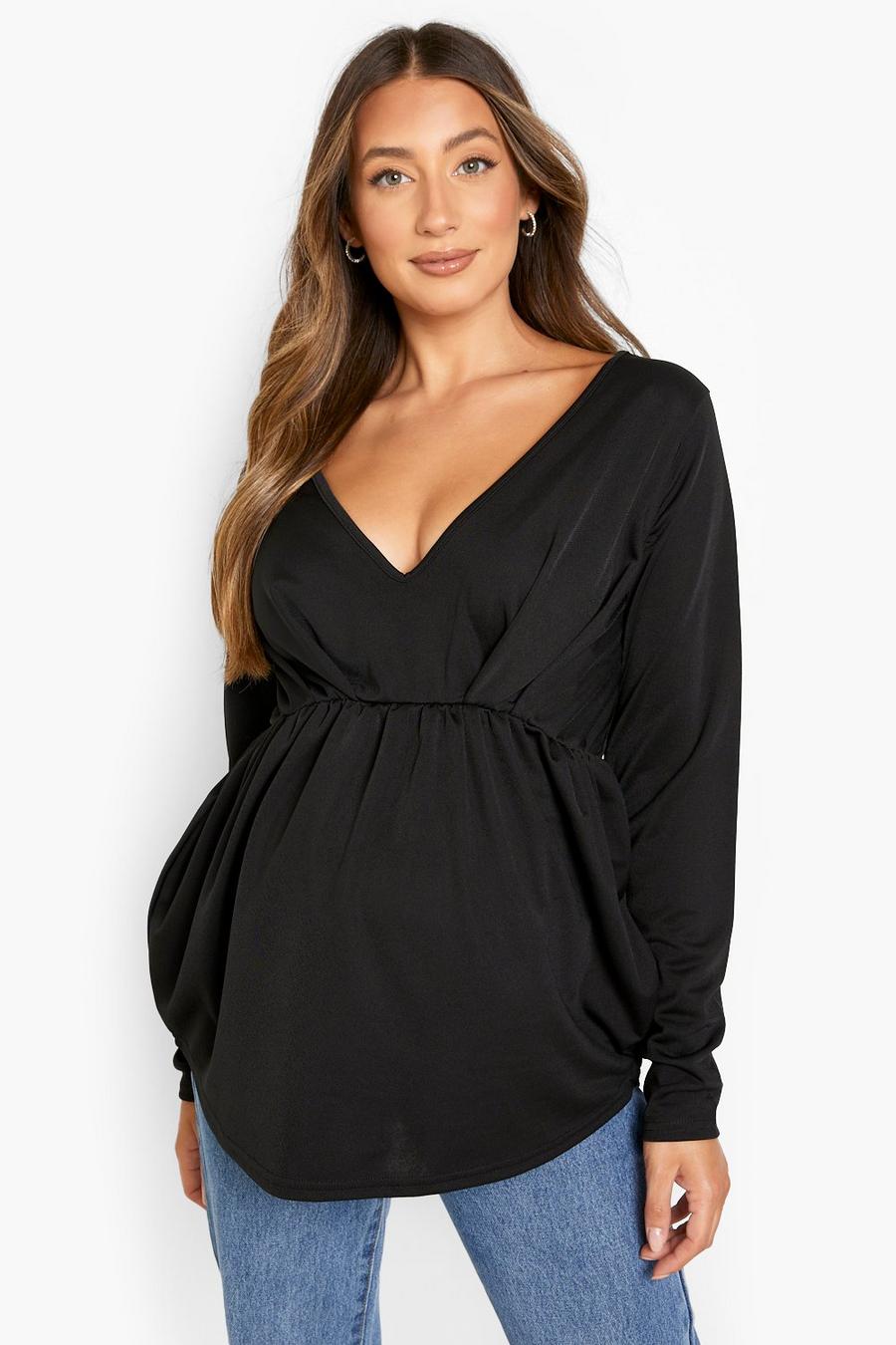 Black Mammakläder - Långärmad topp i crepe image number 1