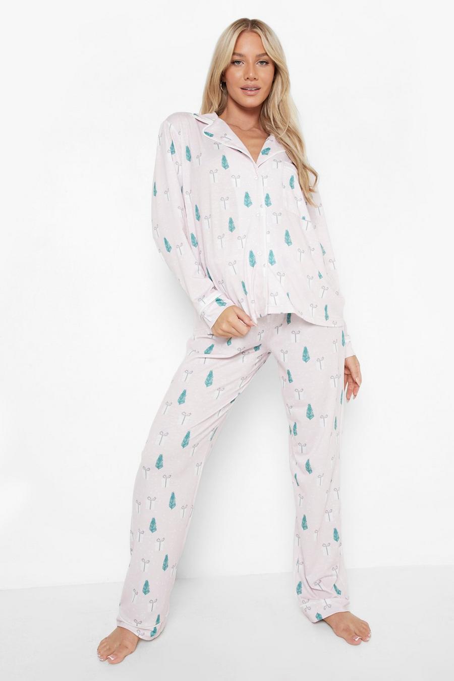 Pijama Premamá navideño con botones, Pink image number 1