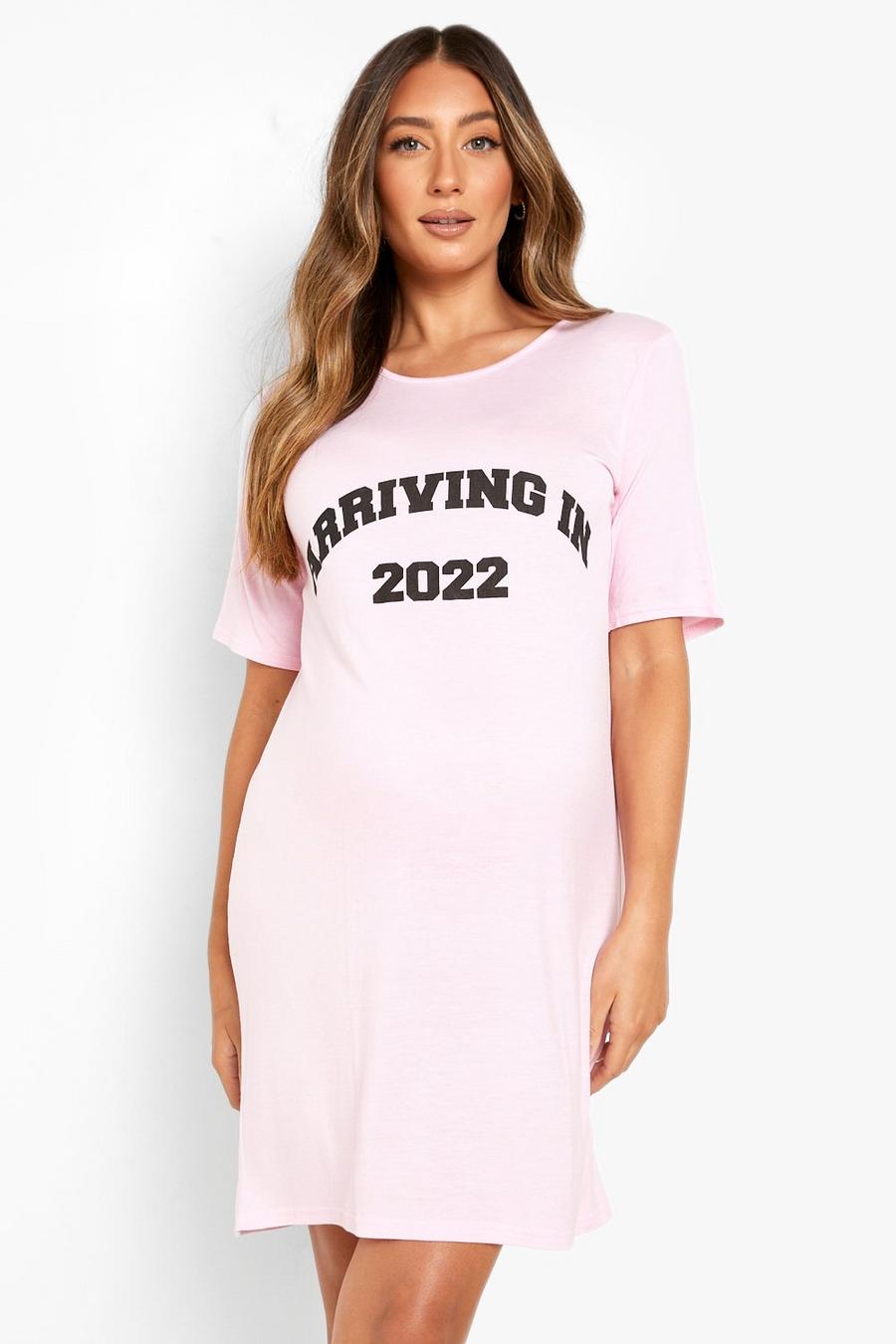 Umstandsmode: Nachthemd mit „Arriving 2022“-Motiv, Babyrosa image number 1