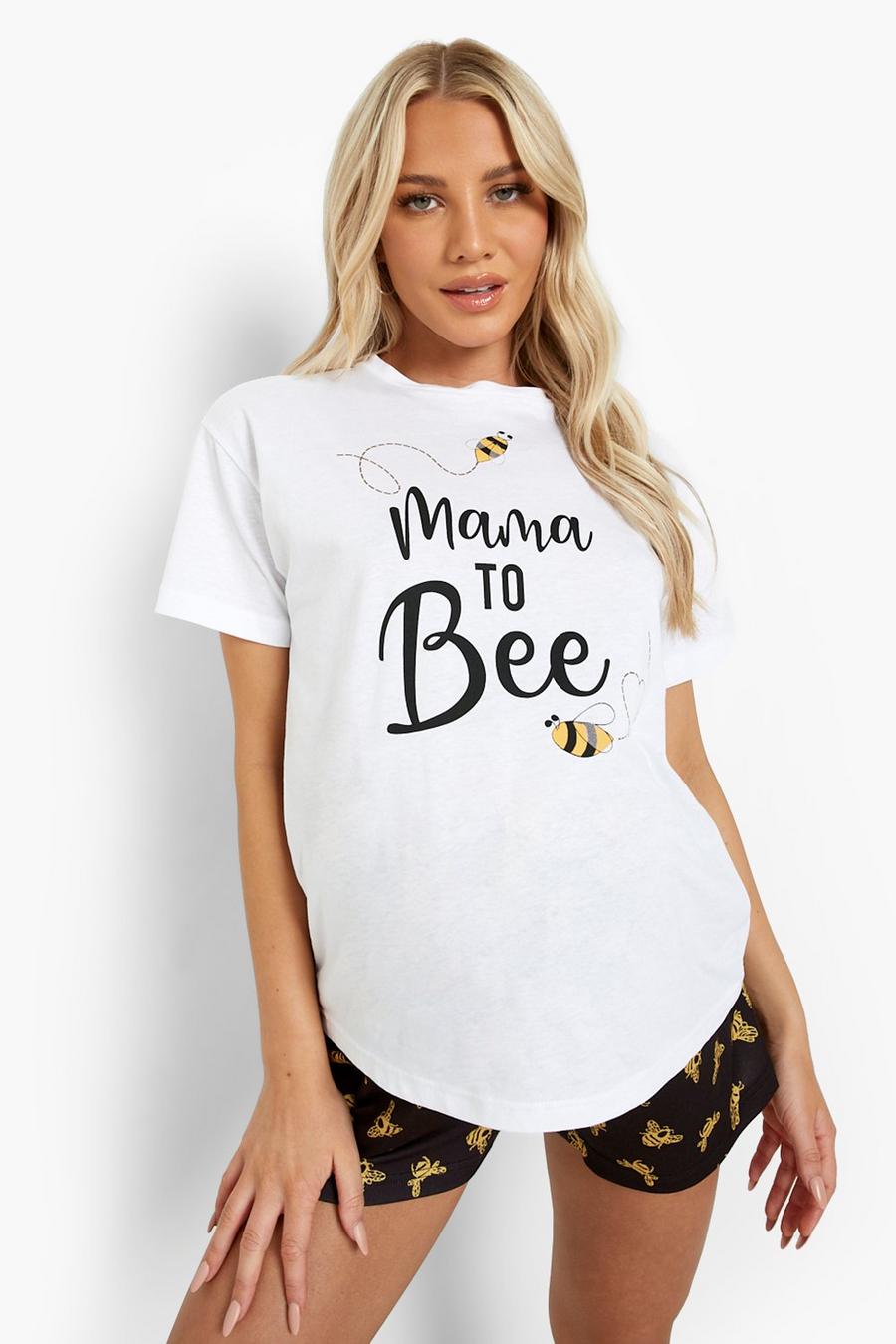 שחור סט שורט ופיג'מה עם כיתוב Mama To Bee, להיריון image number 1