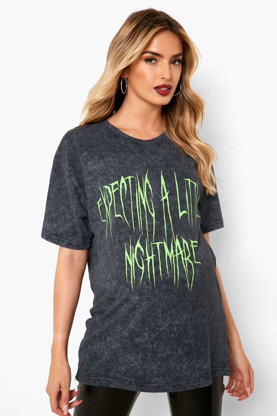 Maternité - T-shirt délavé à imprimé pour Halloween, Charcoal image number 1