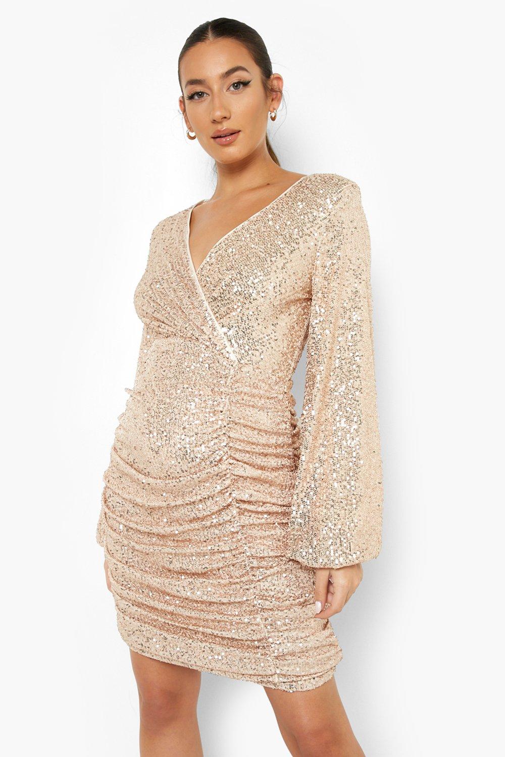 Gold sequin 2024 dress boohoo