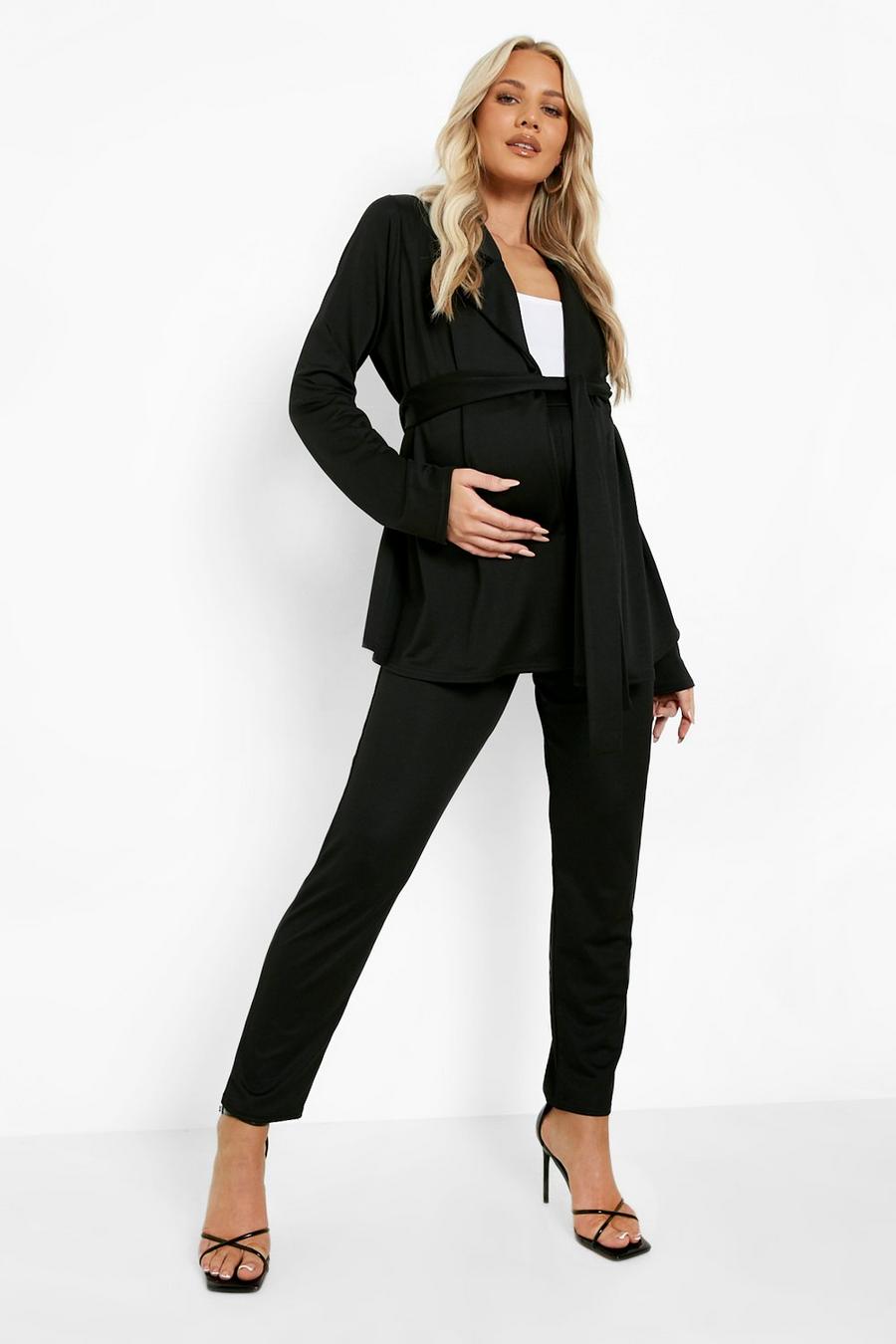 Black Maternity Blazer And Tailored Trouser Set image number 1