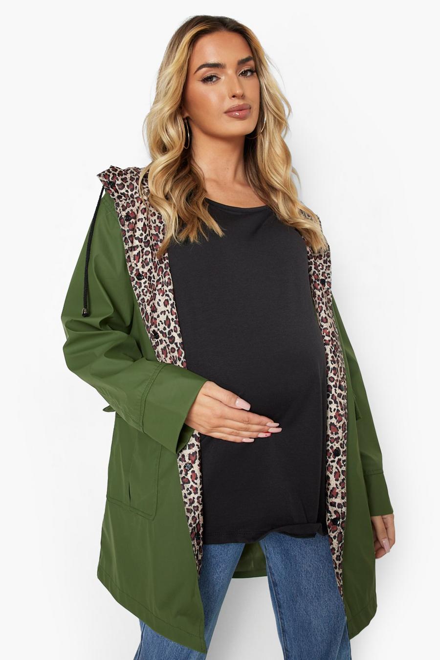 Khaki Maternity Leopard Rain Mac image number 1
