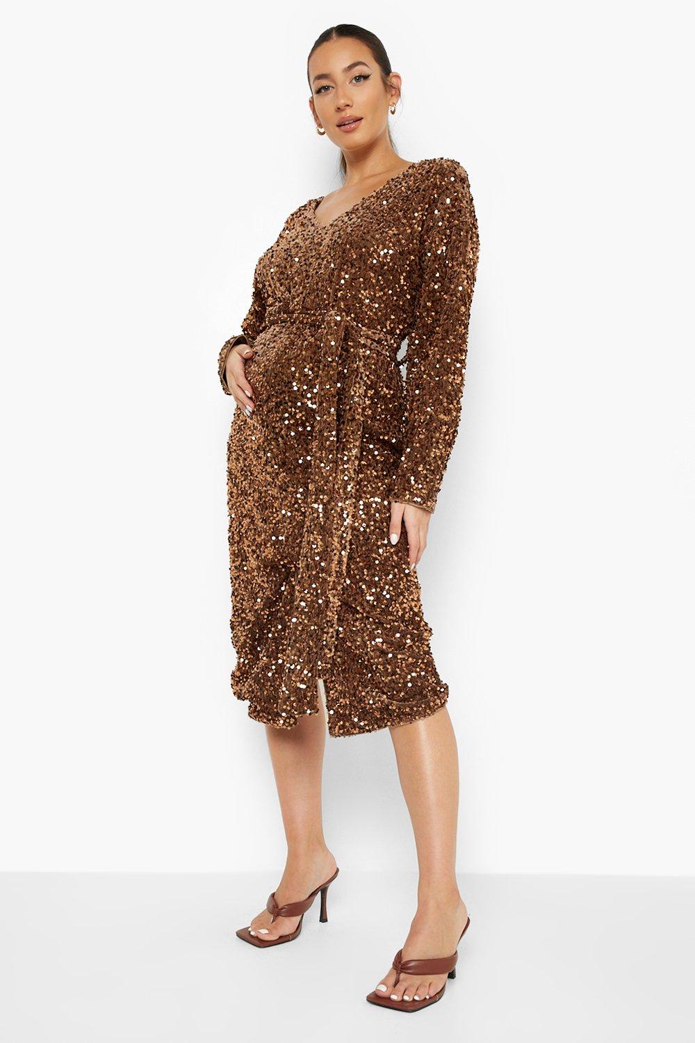 Maternity gold sequin clearance dress