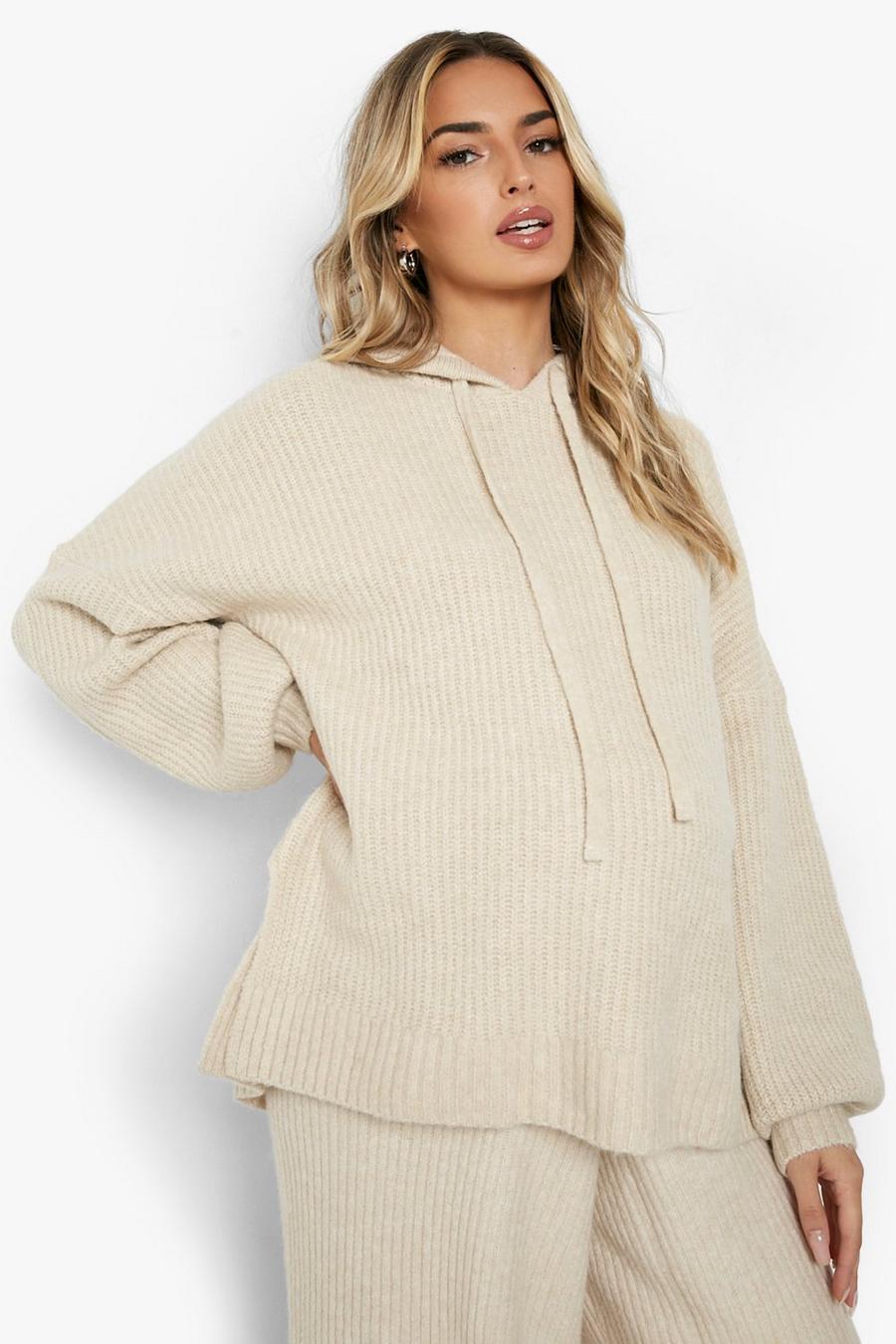 Sand Maternity Super Soft Knitted Hoodie image number 1
