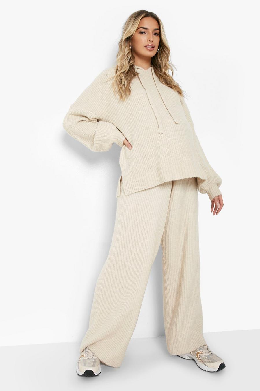 Sand Maternity Super Soft Knitted Wide Leg Trouser image number 1