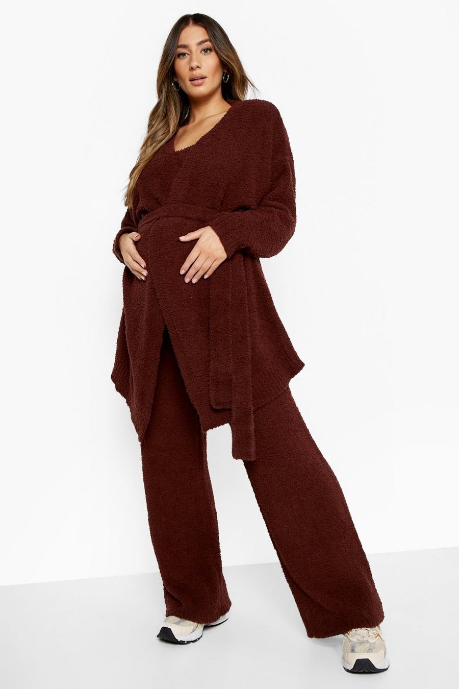 Chocolate Maternity Super Soft Teddy Cardigan image number 1