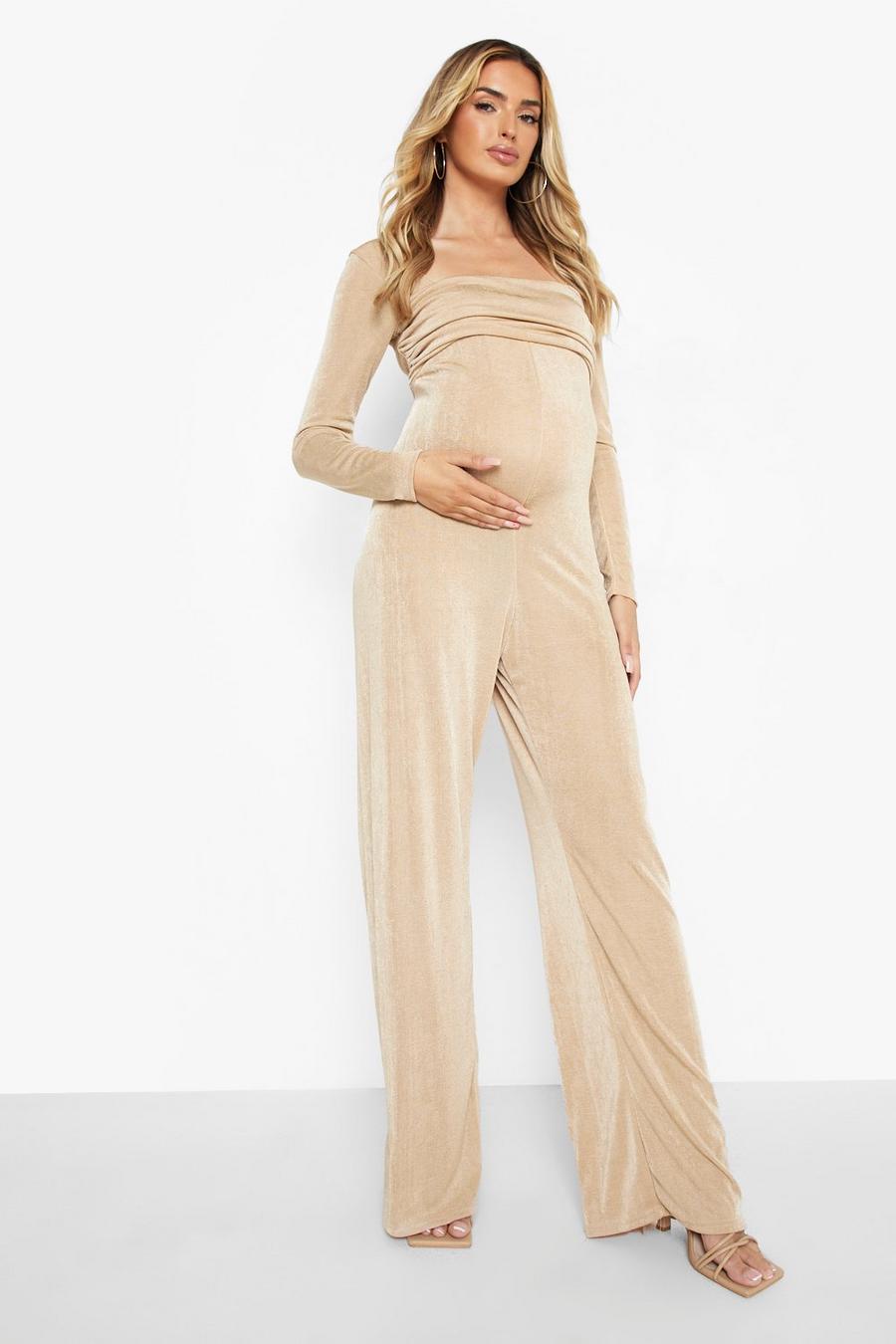 Stone Maternity Square Neck Wide Leg Jumpsuit image number 1
