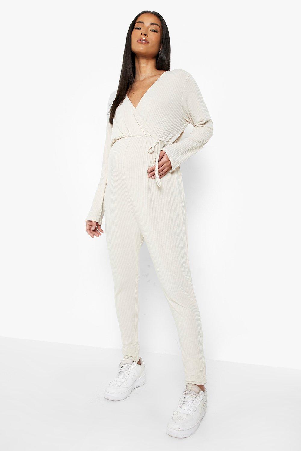 Maternity Soft Rib Wrap Lounge Jumpsuit