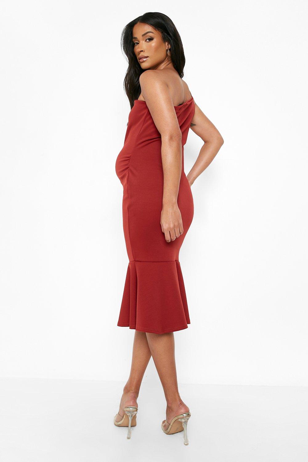 boohoo red peplum dress