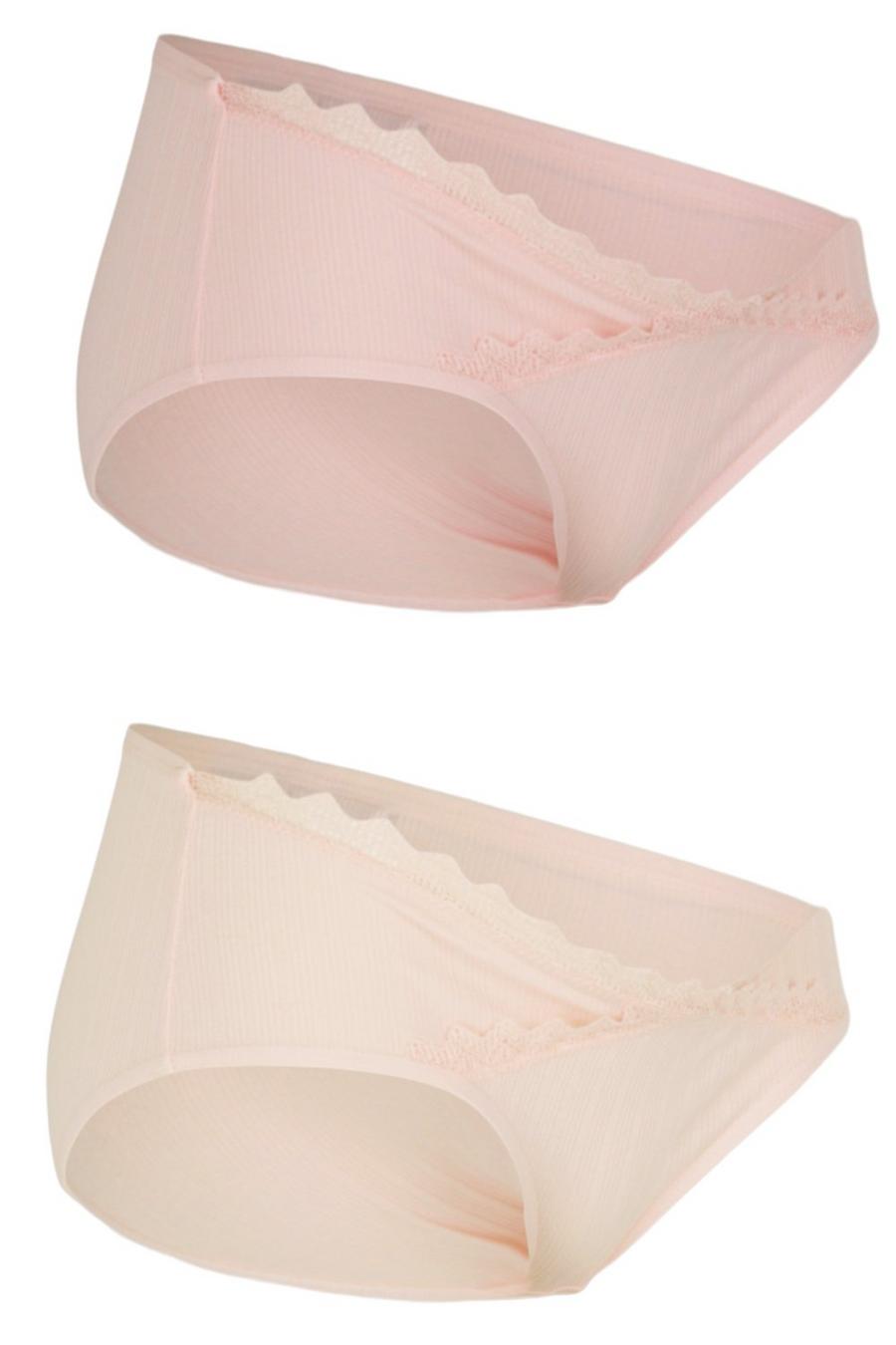 Nude color carne Maternity Under Bump Lace Trim Knicker 2 Pack