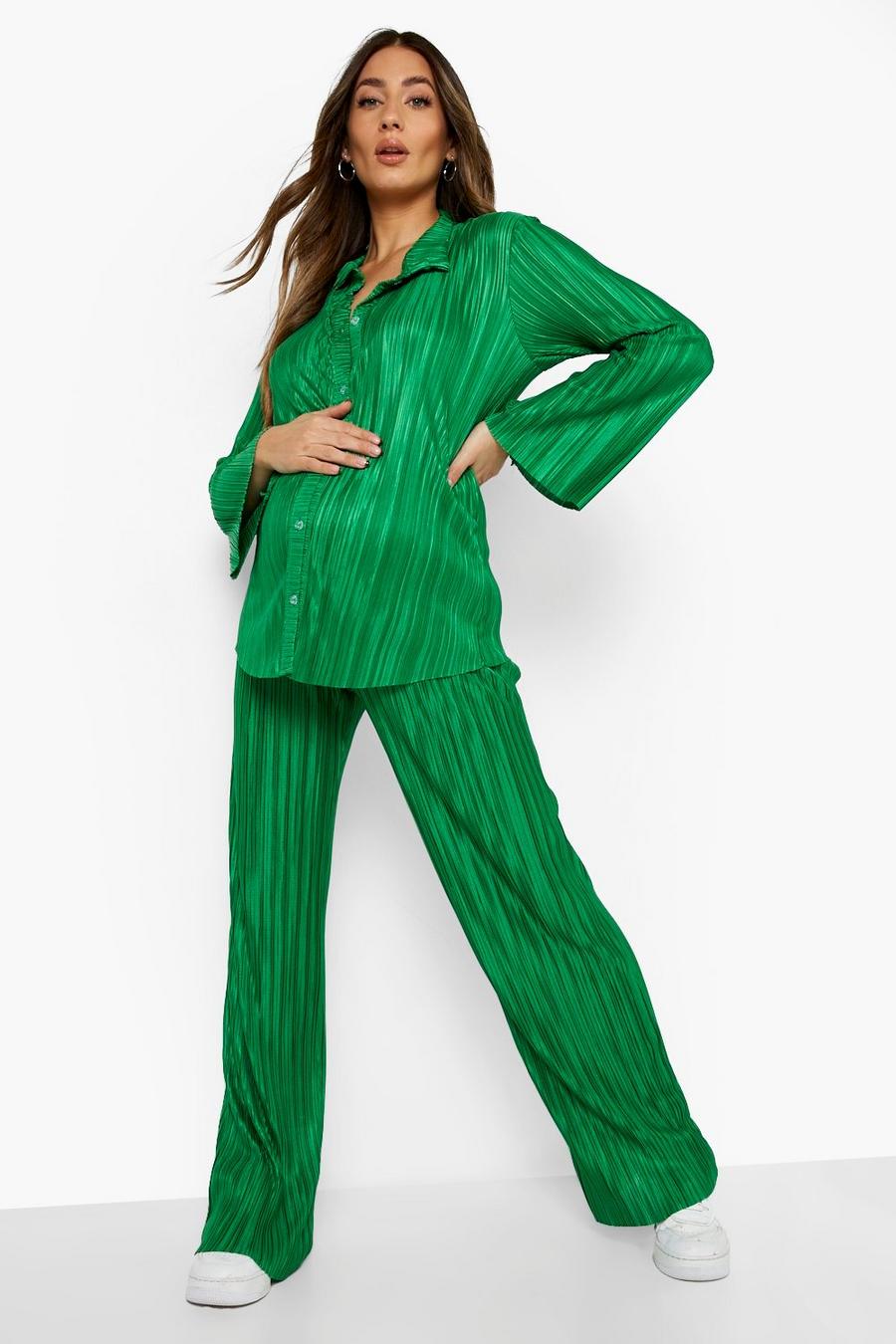 Green Mammakläder - Plisserade byxor med vida ben image number 1
