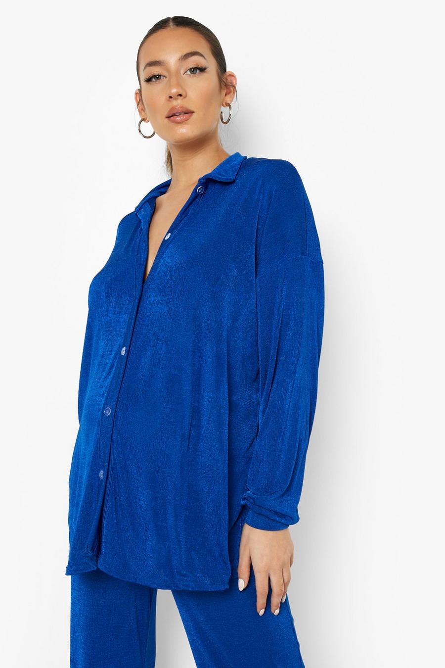 Cobalt Maternity Textured Slinky Relaxed Shirt image number 1