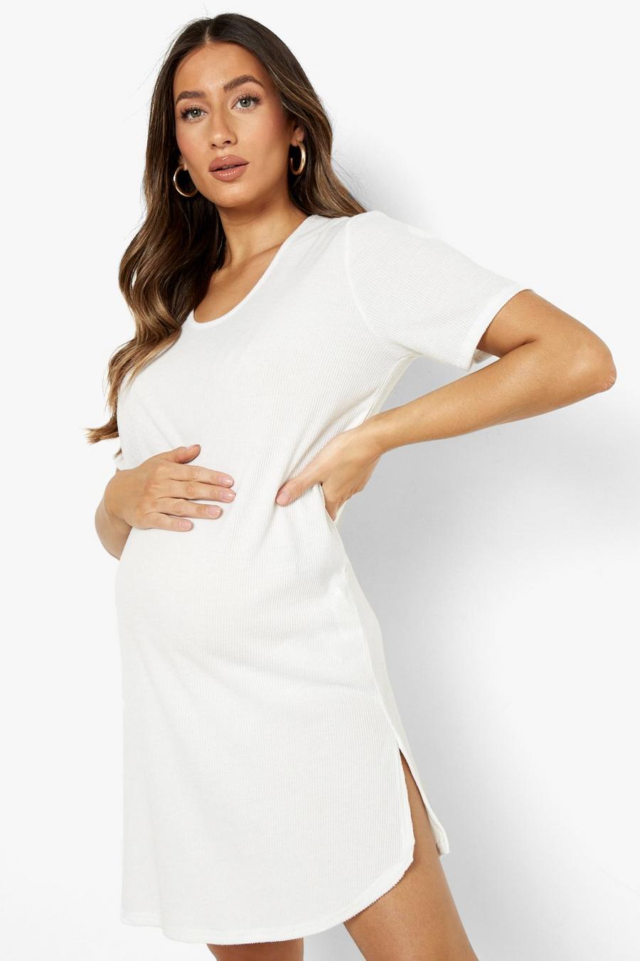 Ecru Maternity Brushed Oversized Nightgown image number 1