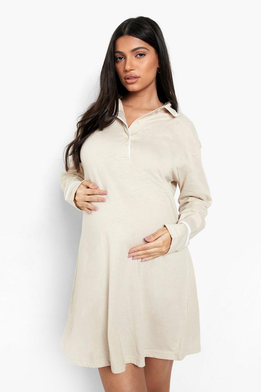 Stone Maternity Pipe Detail Half Button Nightgown image number 1