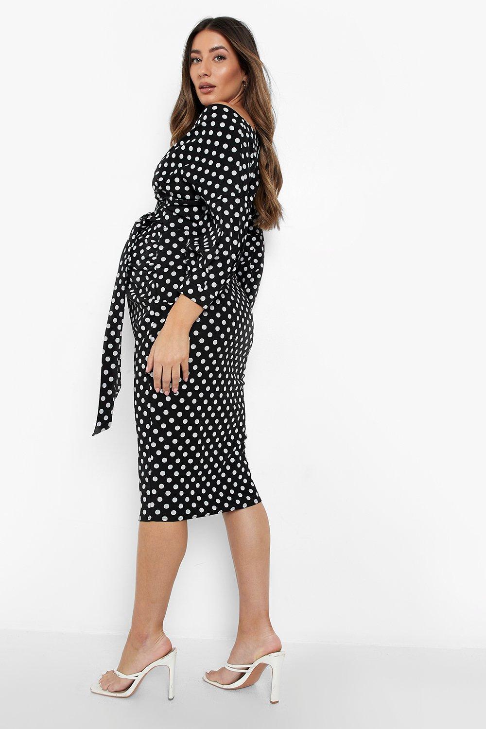 Boohoo polka shop dot maternity dress