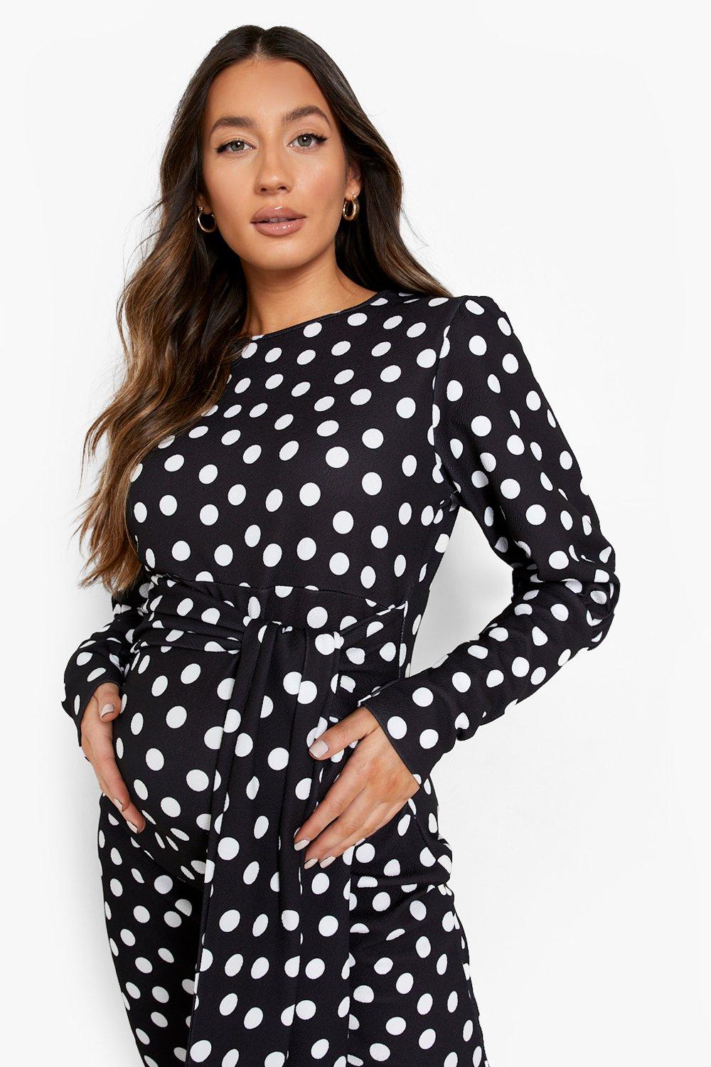 Boohoo polka shop dot maternity dress