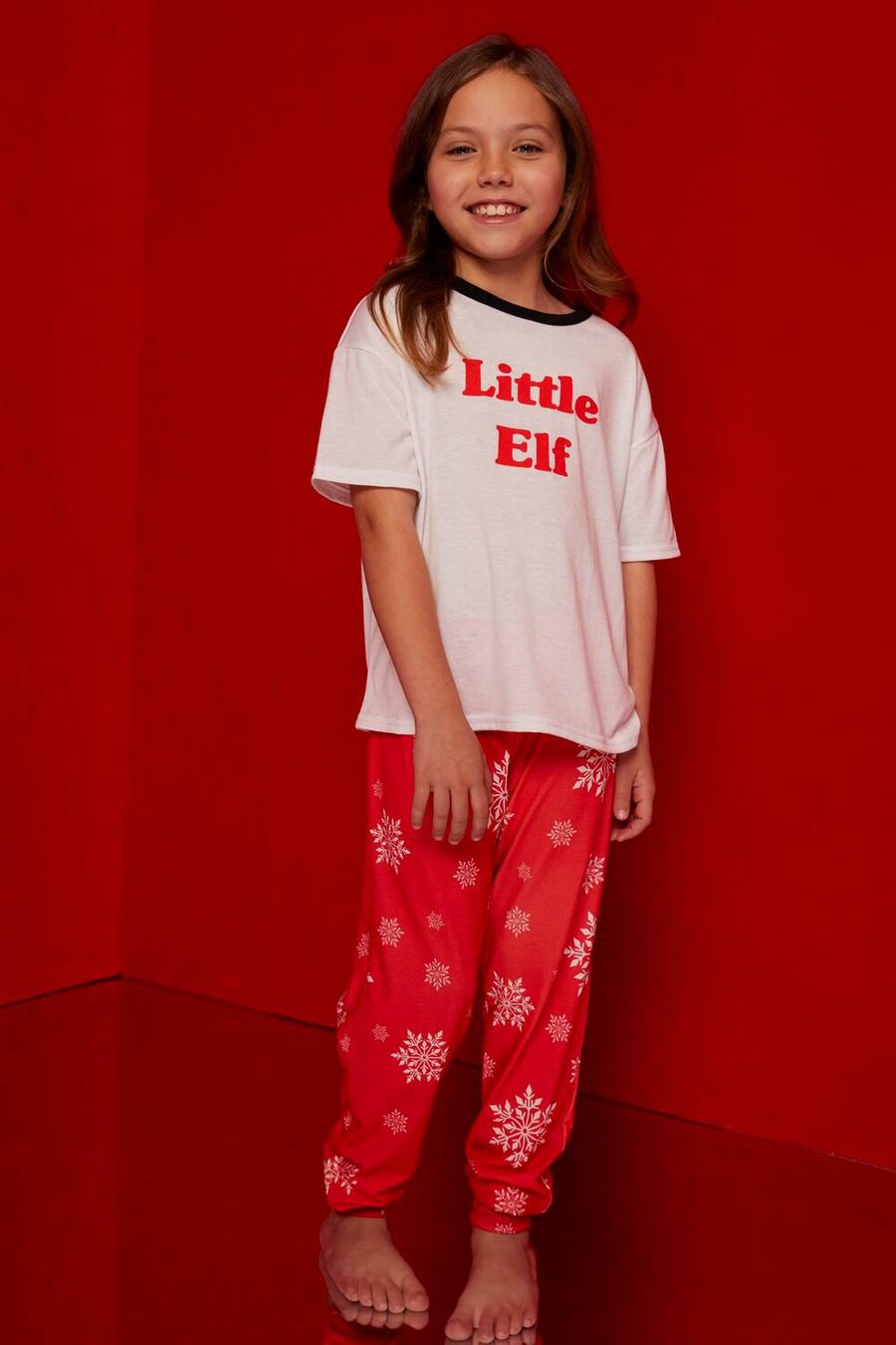Mini Me Pyjama-Set mit Elf-Print, Red rot