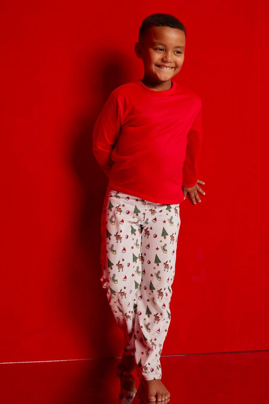 Set pigiama Mini me con stampa di cappelli di Babbo Natale, Red rosso image number 1