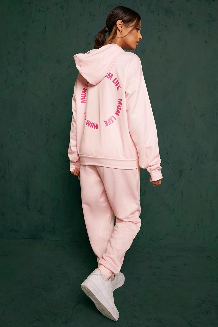 Mum Life Trainingsanzug mit Kapuze, Pink image number 1