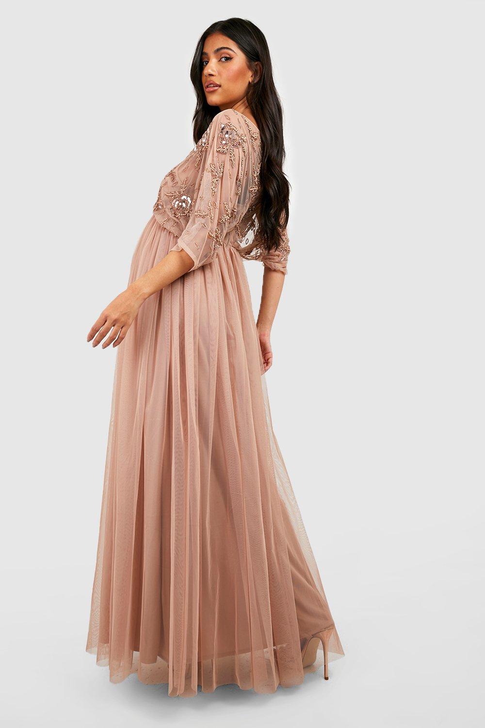 Maternity Occasion Hand Embellished Maxi Dress