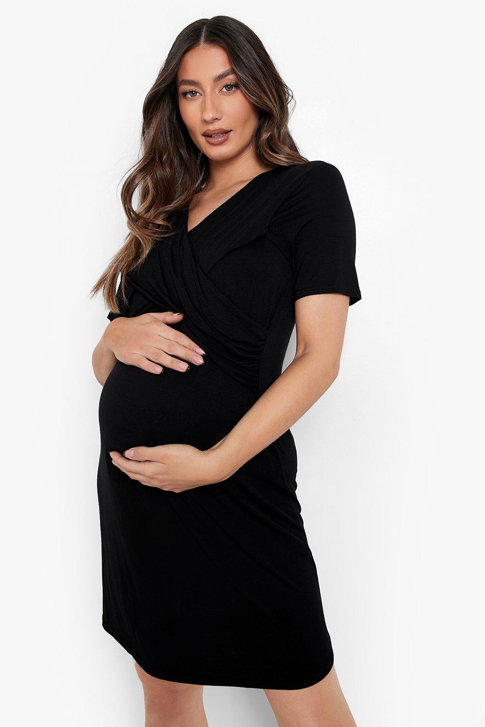 Maternity Wrap Front Nursing Nightie boohoo UK