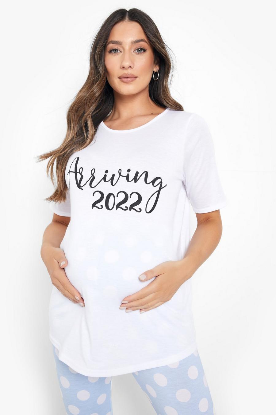 Blue Maternity Arriving 2022 Polka Dot Pj Set image number 1