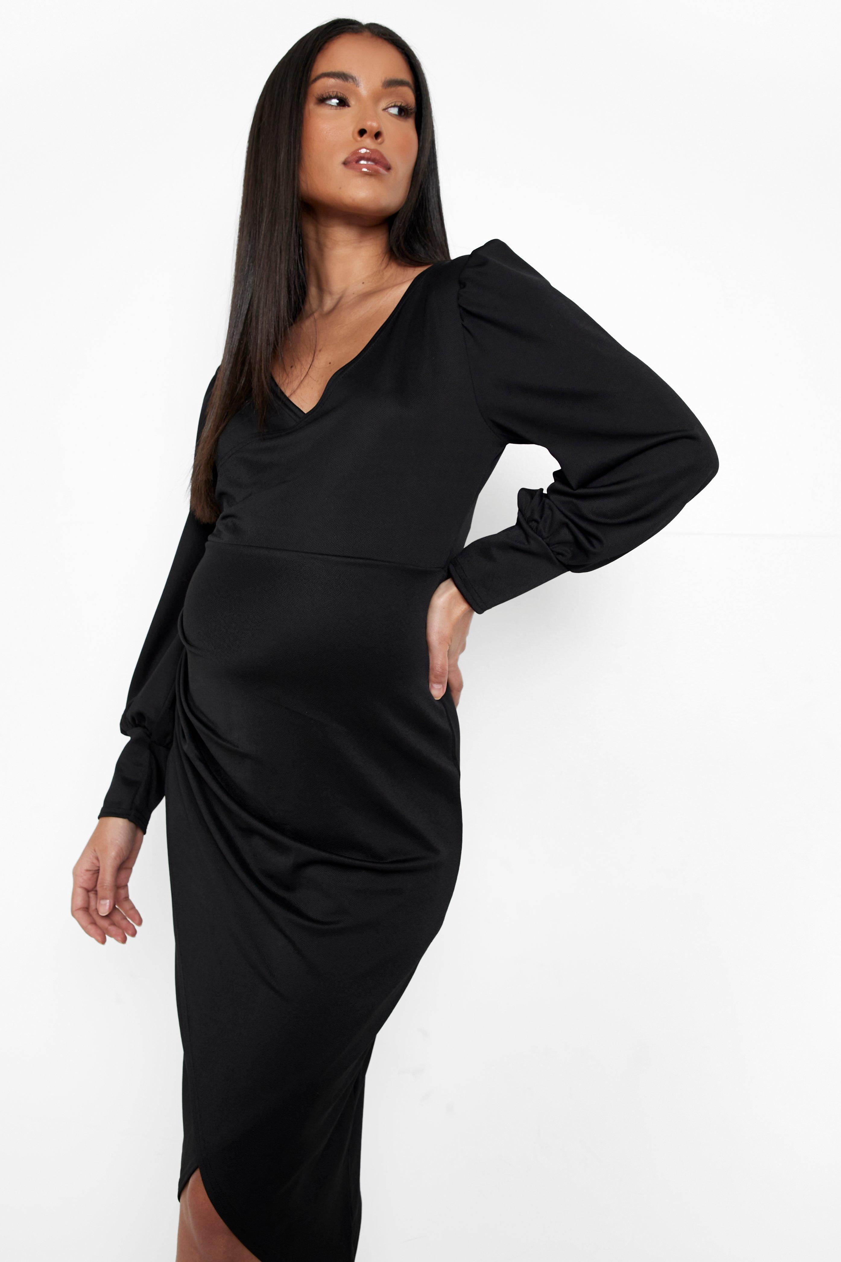 boohoo maternity black dress