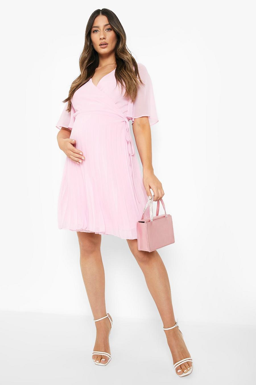 Blush Maternity Pleated Wrap Skater Dress image number 1