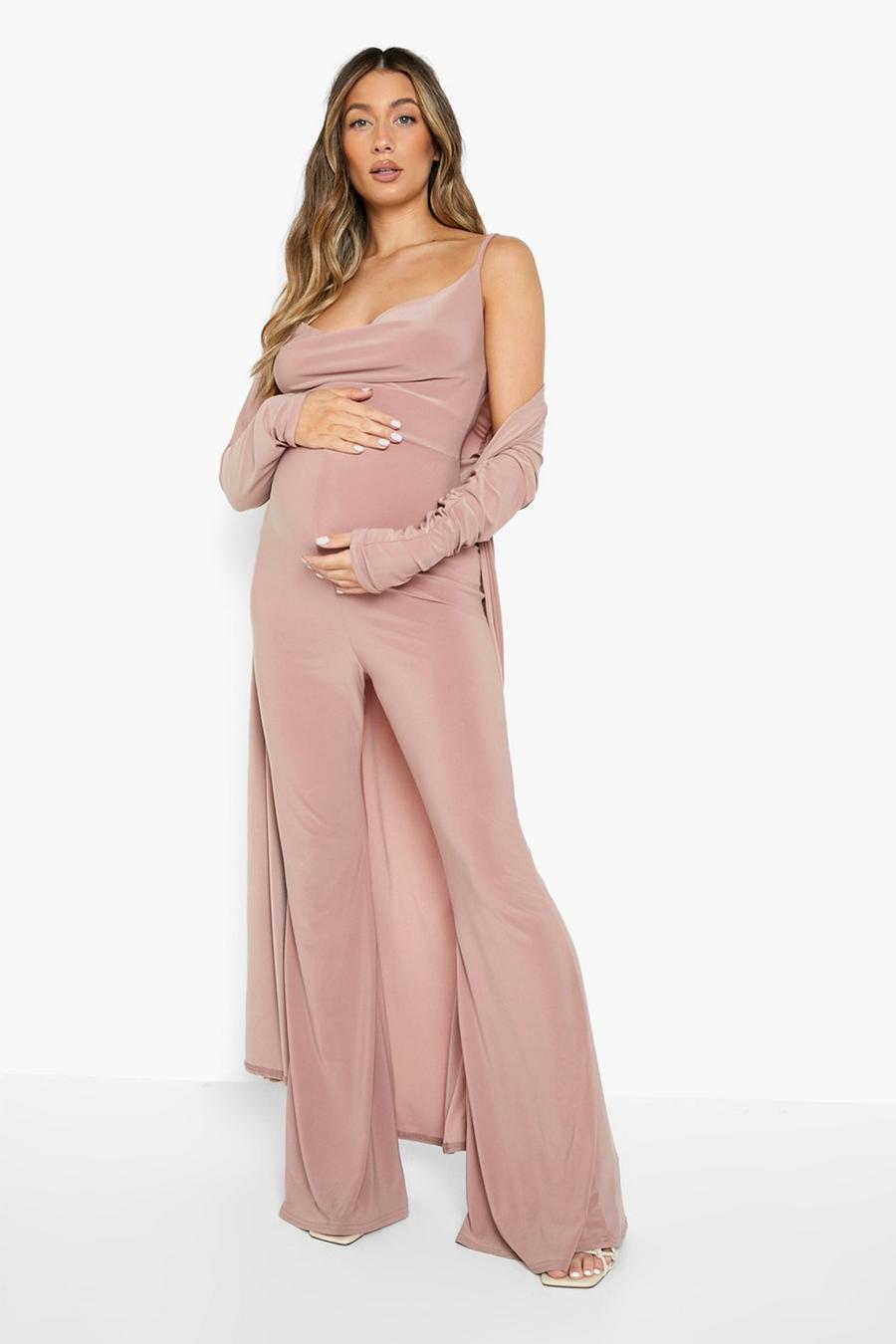 Rose Maternity Strappy Cowl Jumpsuit And Duster image number 1