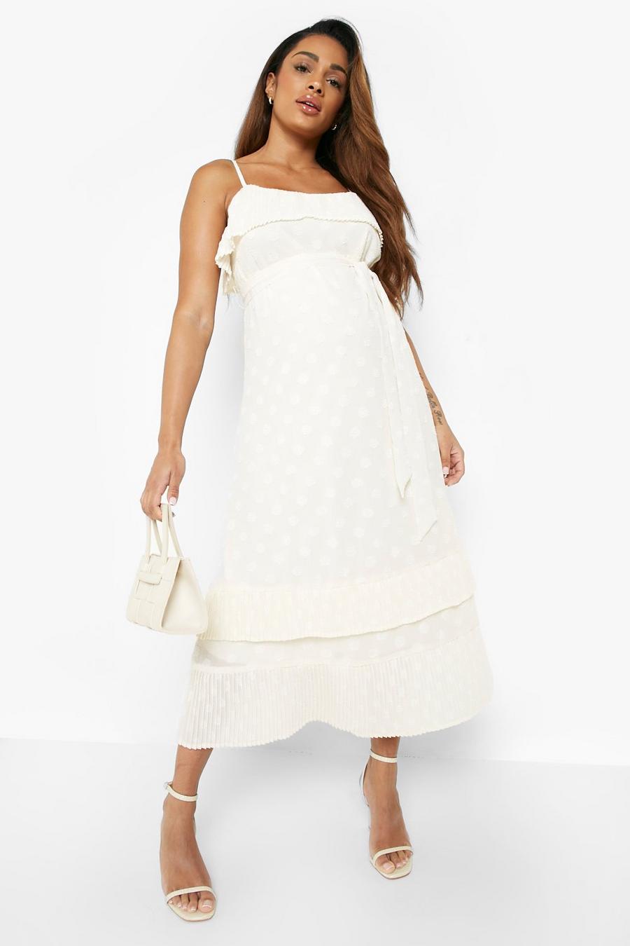 Ivory שמלת סקייטר מרשת דובי עם מכפלת מסולסלת, להיריון image number 1
