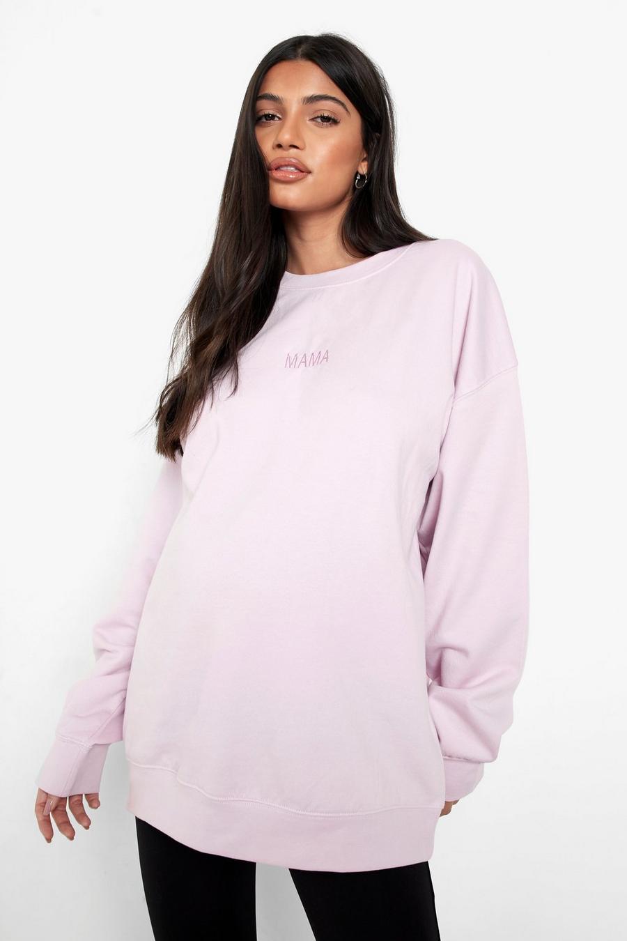 Lilac Maternity Mama Embroidered Sweatshirt image number 1