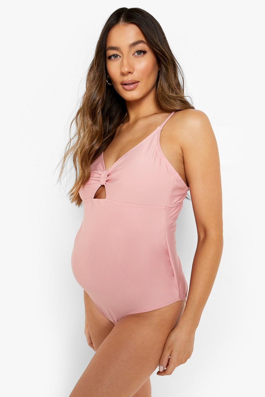 Rose Maternity Bow Front Tie Back Swimsuit image number 1