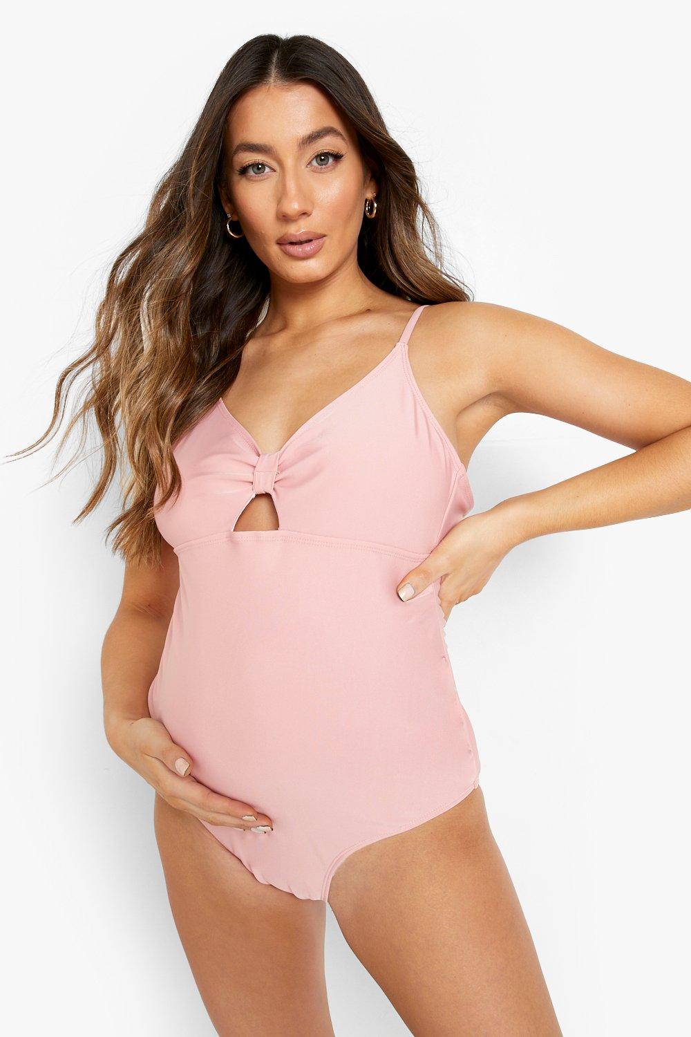 Maternity Bow Front Tie Back Swimsuit boohoo NO