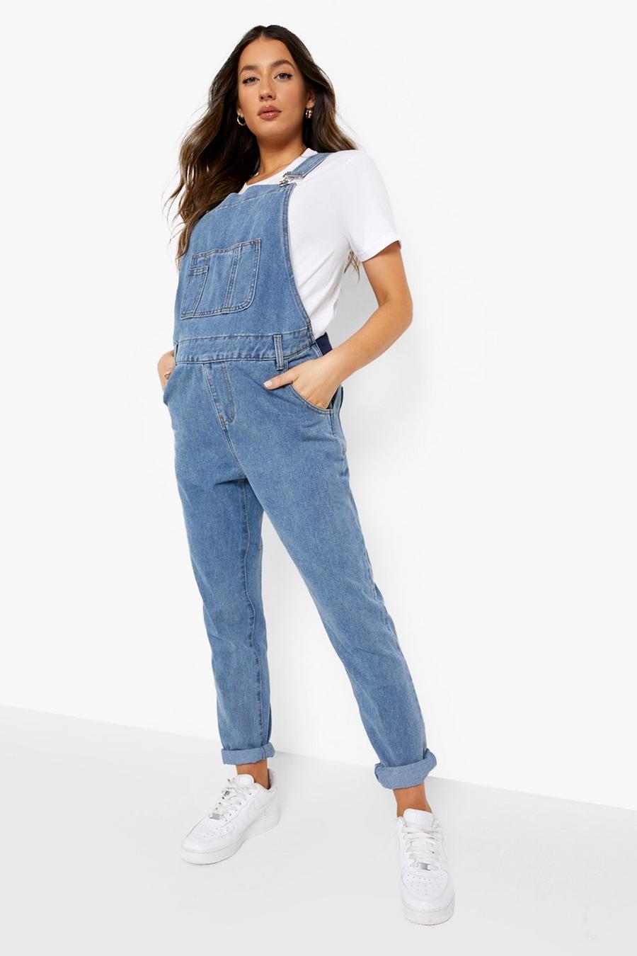 Umstandsmode Jeans-Latzhose mit heller Waschung, Light blue image number 1