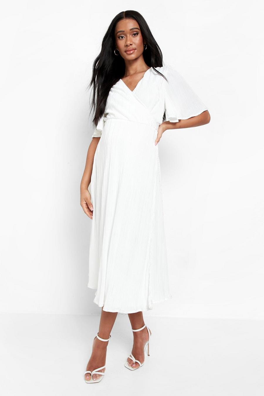 Ivory white Mammakläder - Plisserad midiklänning med omlott image number 1