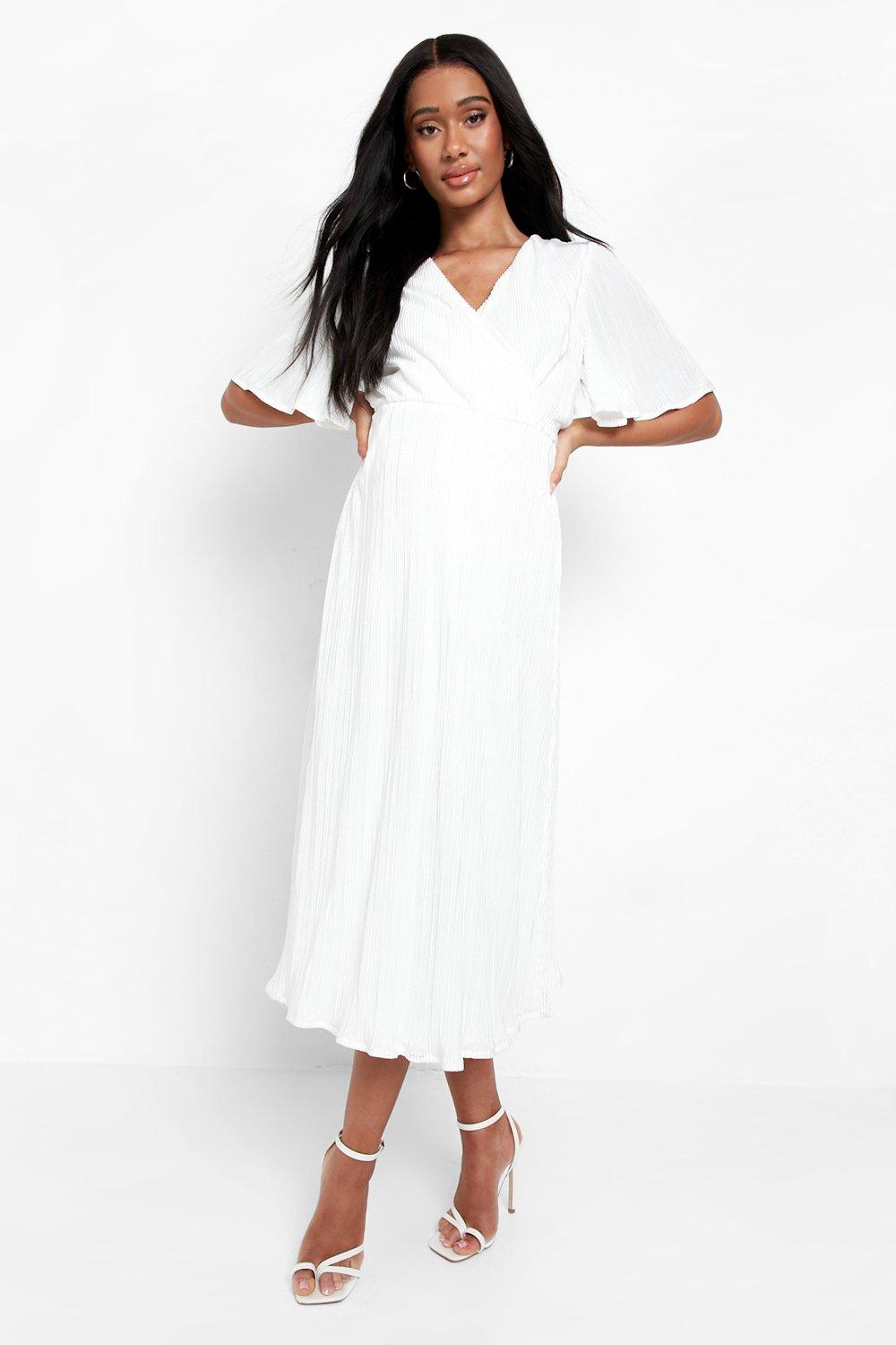 Boohoo white wrap outlet dress