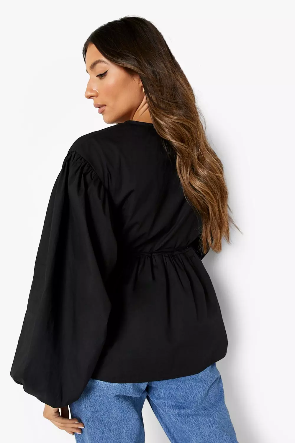 Black Maternity Wrap Poplin Smock Top alternative image