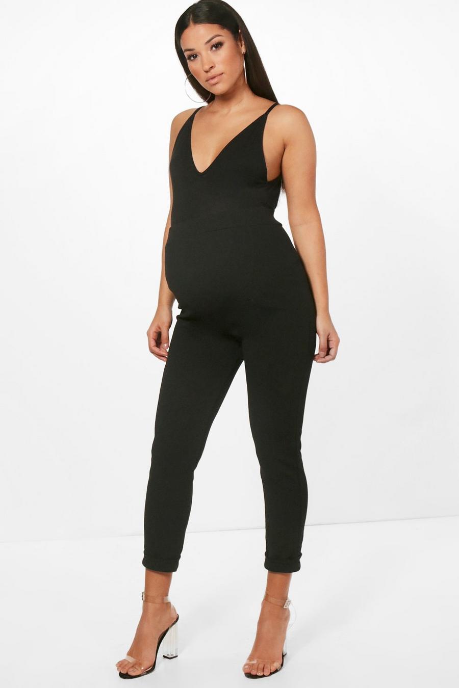 Black Maternity Turn Up Cuff Pants image number 1