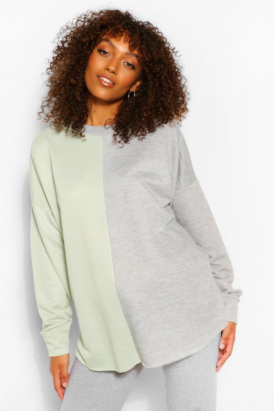 Grey Maternity Colour Block Sweatshirt image number 1