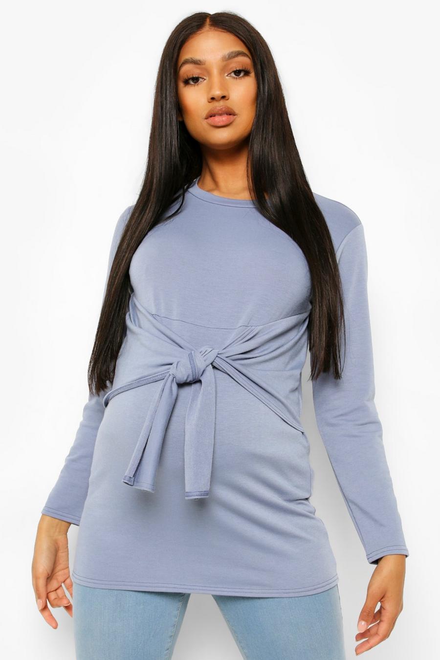 Blue Maternity Knot Front Tunic image number 1